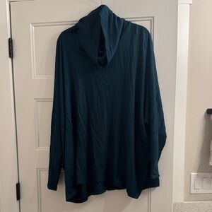 Yana K Draped Hooded Oversized Cowl neck  - dark green, one size fits all